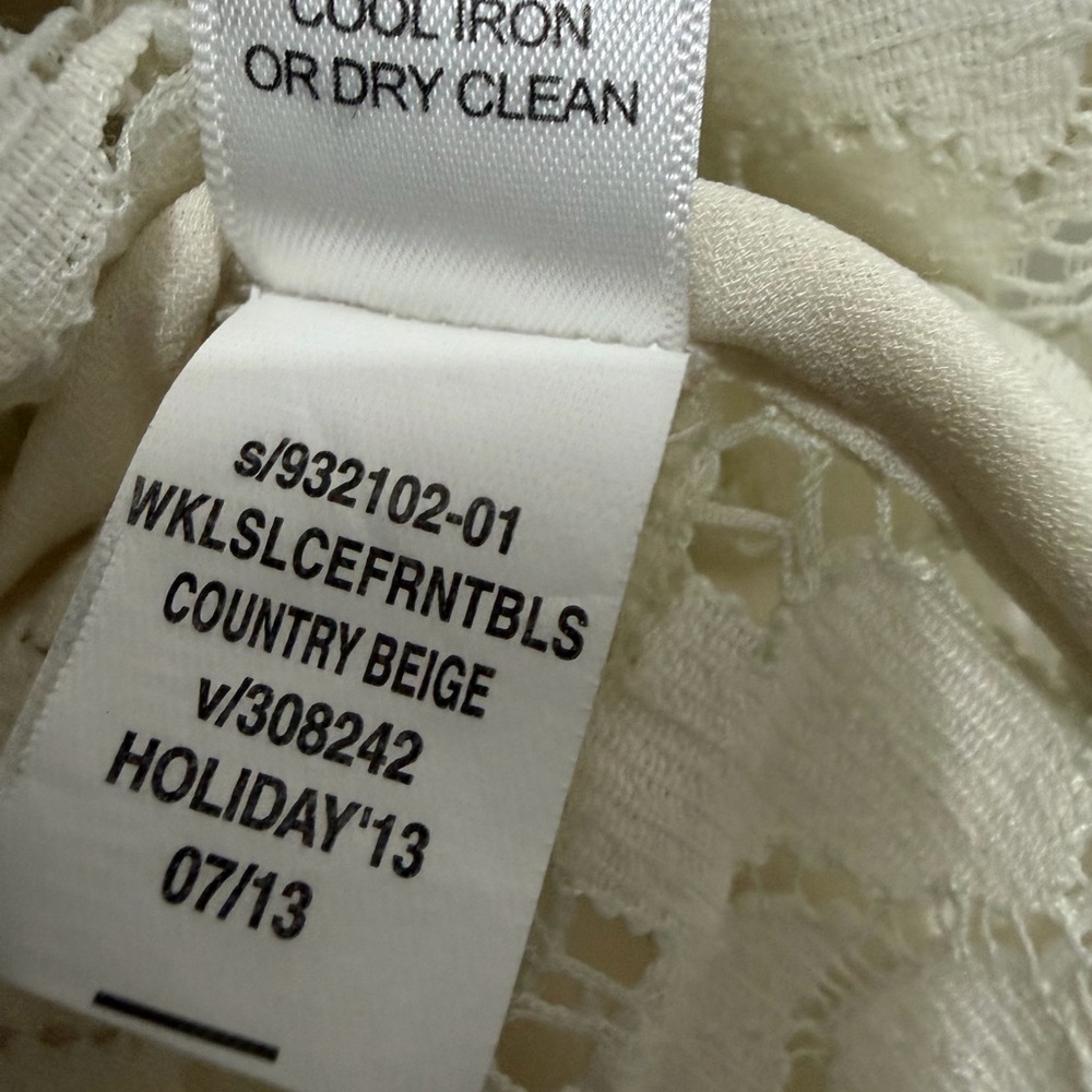 Banana Republic Lace Blouse XS Cream Floral Long Sleeve Elegant Top(A470)✨ - Picture 9 of 14